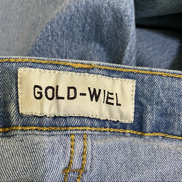 Gold-Wiel High Waisted Button Fly Light Wash Stretch Jeans * Long* - Picture 5 of 8